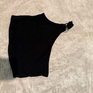 Black Asymmetrical Cut Out Crop Top